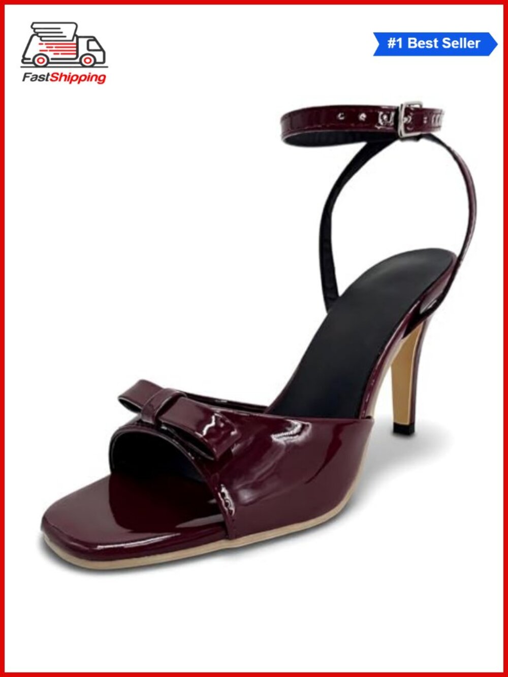 Square Toe Strappy Ankle Strap High Heel Sandals